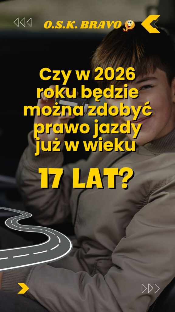 Prawo jazdy od 17 lat – młody kierowca uczący się jazdy samochodem z OSK BRAVO